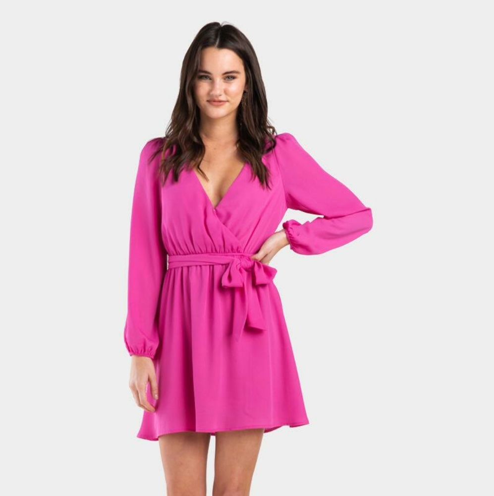 Francesca's Rubi pink front tie dress